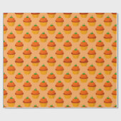 Schattigee Pompoen Cupcake voor Herfst Gift Cadeaupapier (Vlak)
