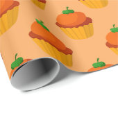 Schattigee Pompoen Cupcake voor Herfst Gift Cadeaupapier (Rol Hoek)