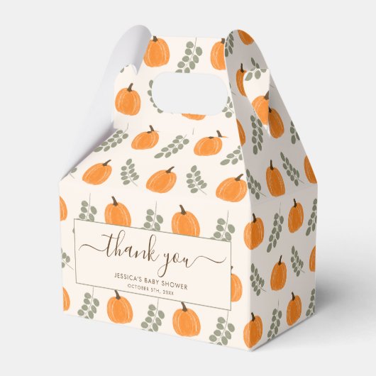 Schattigee pompoen eucalyptus Herfst Baby shower d Bedankdoosjes (Voorkant Zijde)