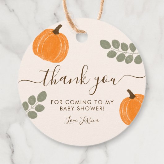 Schattigee pompoen eucalyptus Herfst Baby shower d Bedankjes Labels (Achterkant)