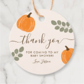 Schattigee pompoen eucalyptus Herfst Baby shower d Bedankjes Labels (Voorkant)