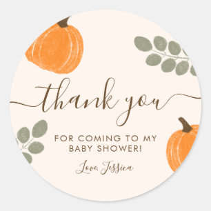 Schattigee pompoen eucalyptus Herfst Baby shower d Ronde Sticker