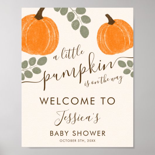Schattigee Pompoen Eucalyptus Herfst Baby shower W Poster (Voorkant)