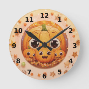 Schattigee Pompoen Familie Halloween Muur Klok