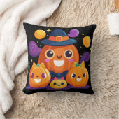 Schattigee Pompoen Familie Halloween Vector Art Kussen (Deken)