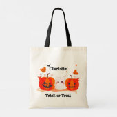 Schattigee pompoen geest Halloween Trick or treat Tote Bag (Achterkant)
