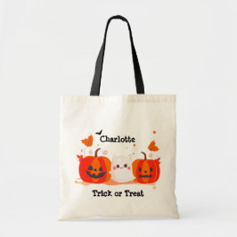 Schattigee pompoen geest Halloween Trick or treat Tote Bag