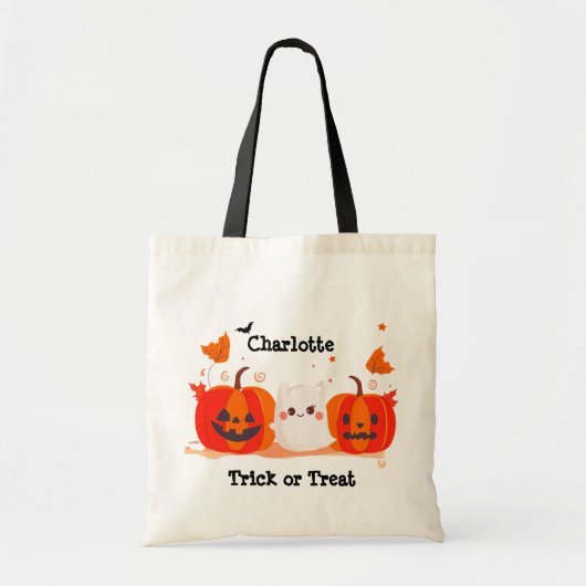 Schattigee pompoen geest Halloween Trick or treat Tote Bag (Voorkant)