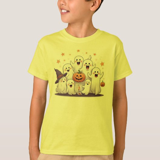 Schattigee Pompoen & Geesten Kinder Halloween T-Sh T-shirt (Voorkant)