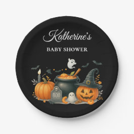 Schattigee pompoen genderneutraal Halloween Baby s Papieren Bordje