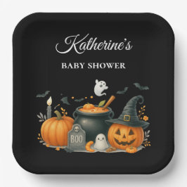 Schattigee pompoen genderneutraal Halloween Baby s Papieren Bordje