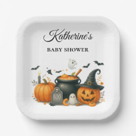 Schattigee pompoen genderneutraal Halloween Baby s Papieren Bordje