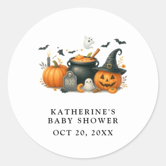 Schattigee pompoen genderneutraal Halloween Baby s Ronde Sticker (Voorkant)