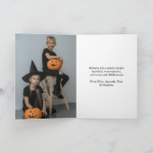 Schattigee Pompoen Ghost Floral Foto Happy Hallowe Kaart (Binnen)