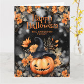 Schattigee Pompoen Ghost Floral Happy Halloween Ka Kaart (Gele Bloem)