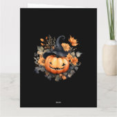 Schattigee Pompoen Ghost Floral Happy Halloween Ka Kaart (Achterkant)