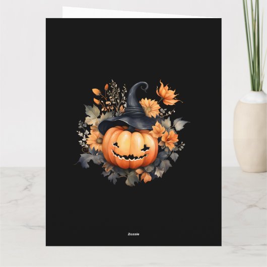 Schattigee Pompoen Ghost Floral Happy Halloween Ka Kaart (Achterkant)