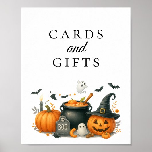 Schattigee Pompoen Halloween Baby shower Kaart & G Poster (Voorkant)