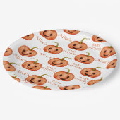 Schattigee pompoen Halloween Baby shower Papieren Bordje (Gekanteld)