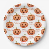 Schattigee pompoen Halloween Baby shower Papieren Bordje (Voorkant)