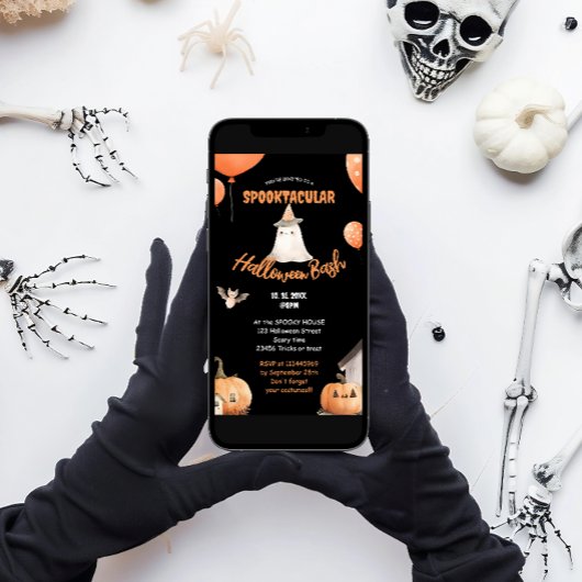 Schattigee pompoen Halloween Bash Kaart