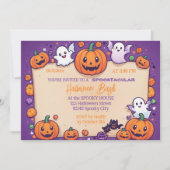 Schattigee pompoen Halloween Bash Oranje Paarse Kaart (Voorkant)