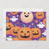 Schattigee pompoen Halloween Bash Oranje Paarse Kaart (Achterkant)
