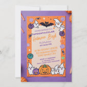 Schattigee pompoen Halloween Bash Oranje Paarse Kaart (Voorkant)