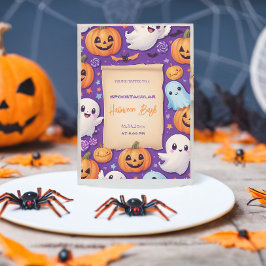 Schattigee pompoen Halloween Bash Oranje Paarse Kaart