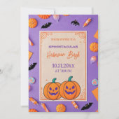 Schattigee pompoen Halloween Bash Oranje Paarse Kaart (Voorkant)