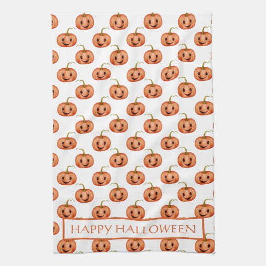 Schattigee pompoen Halloween Custom Theedoek (Verticaal)