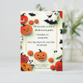 Schattigee pompoen Halloween feestuitnodiging Kaart (Staand voorkant)