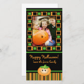Schattigee pompoen Halloween fotokaart Feestdagenkaart (Voorkant / Achterkant)