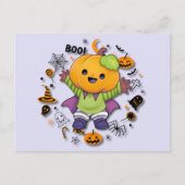 Schattigee pompoen Halloween karakter Feestdagenkaart (Voorkant)