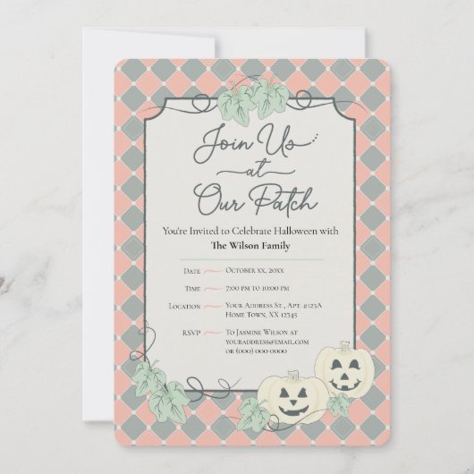 Schattigee pompoen Halloween Party One Sided Kaart (Voorkant)