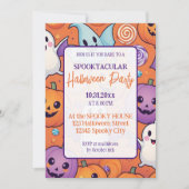 Schattigee pompoen Halloween Party Oranje Paarse Kaart (Voorkant)