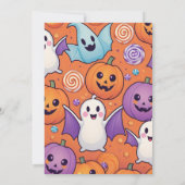 Schattigee pompoen Halloween Party Oranje Paarse Kaart (Achterkant)