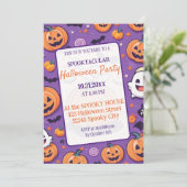 Schattigee pompoen Halloween Party Oranje Paarse Kaart (Staand voorkant)