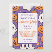 Schattigee pompoen Halloween Party Oranje Paarse Kaart (Voorkant)