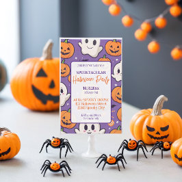 Schattigee pompoen Halloween Party Oranje Paarse Kaart