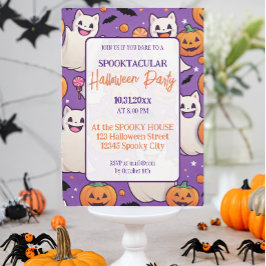 Schattigee pompoen Halloween Party Oranje Paarse Kaart