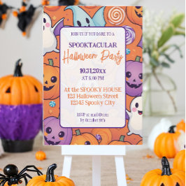 Schattigee pompoen Halloween Party Oranje Paarse Kaart