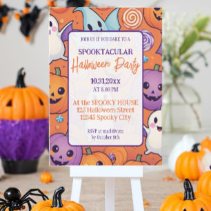 Schattigee pompoen Halloween Party Oranje Paarse Kaart