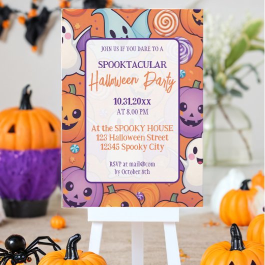 Schattigee pompoen Halloween Party Oranje Paarse Kaart