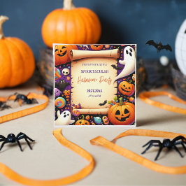 Schattigee pompoen Halloween Party Oranje Paarse Kaart