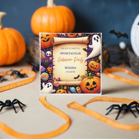 Schattigee pompoen Halloween Party Oranje Paarse Kaart