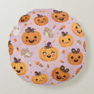 Schattigee pompoen Halloween ronde kussen