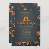 Schattigee pompoen Halloween uitnodiging tweezijdi (Voorkant / Achterkant)