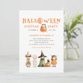 Schattigee pompoen Halloween Verjaardag Kinder Par Kaart (Staand voorkant)