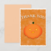 Schattigee Pompoen Halloween Waterverf Baby shower Bedankkaart (Voorkant / Achterkant)